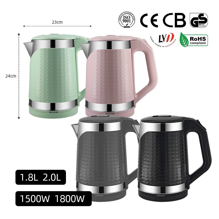 220V Cordless Electric Kettle Stainless Steel 1500W Power Auto Switch off Feature for Hotel Room and Household Use