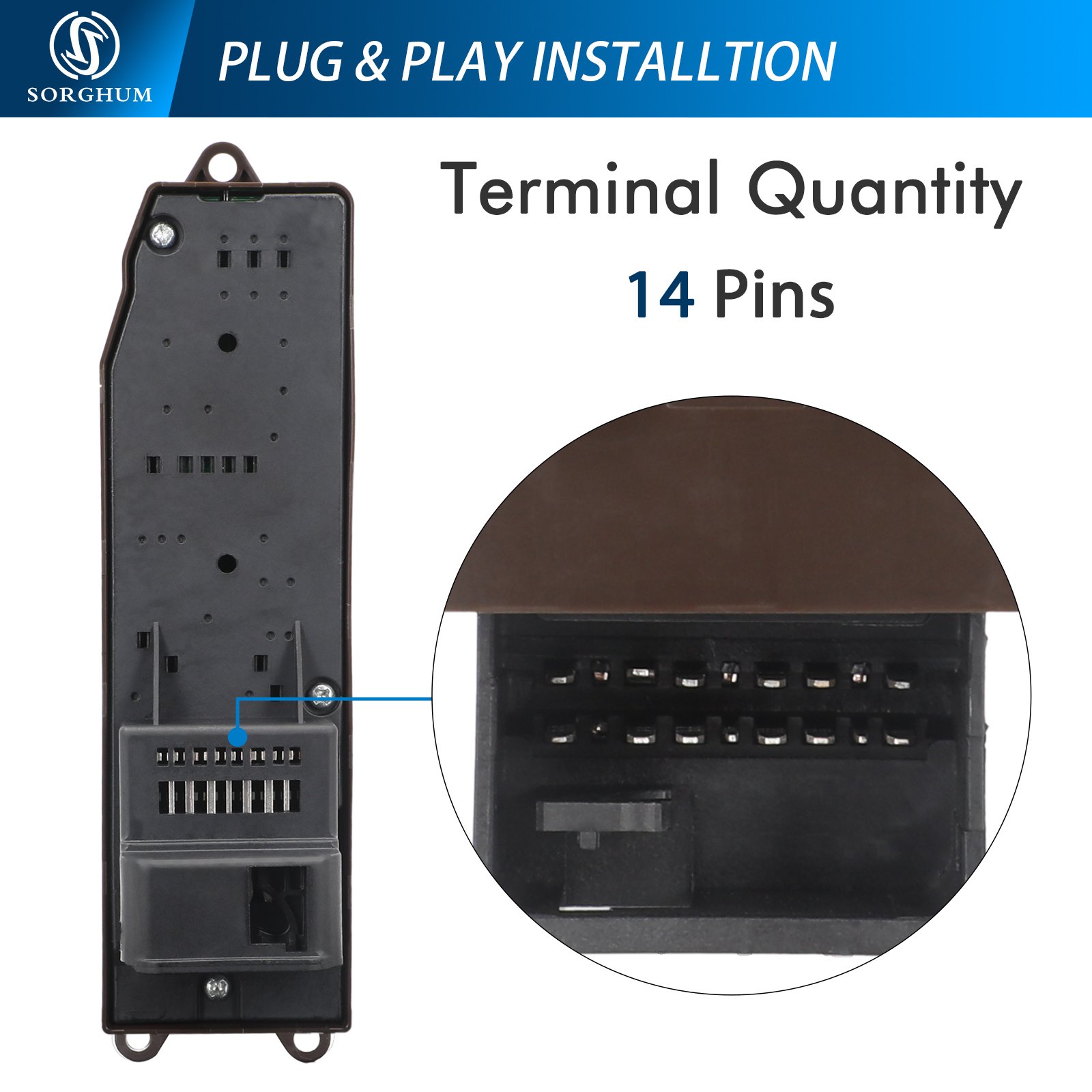 Sorghum 84820-AE012 84820-33170 Front Left Power Window Switch for Toyota Camry 02-06 Sienna 04-09 Scion XA XB