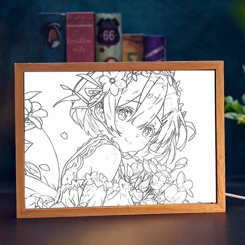 Hot Pet Anime Characters Led Decorative Light Painting Lamp Anime Three Color Light Glowing Photo Frame luminous Hanging Picture