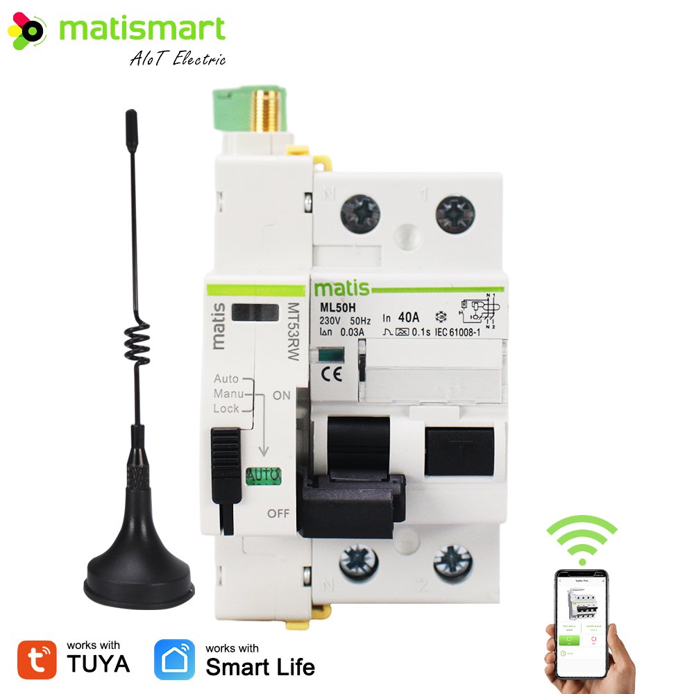 Remote Control Single Pole Wifi Circuit Breaker Tuya Auto Reset with Rccb Rcd Circuit Breaker Tuya 63a 4p Tuya Smart Wifi Mcb