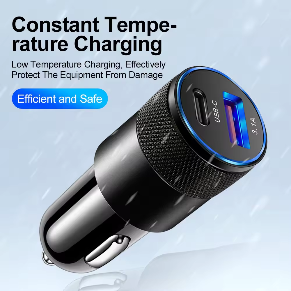 3.1A Fast Charging USB C Car Charger Fast Charging Type C Charger for iPhone 12 13 Pro Smart Phone Car Charger Adapter