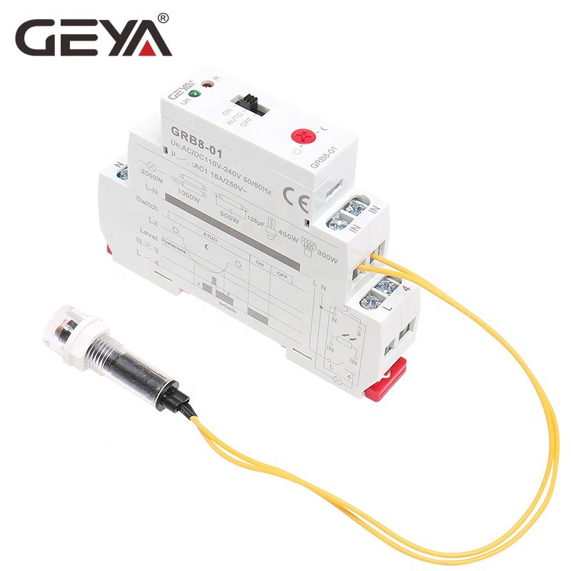 GEYA GRB8-01 Twilight Switch AC110V-240V Street Light Sensor Din Rail Modular Relay 16A Automatic Switching Relay
