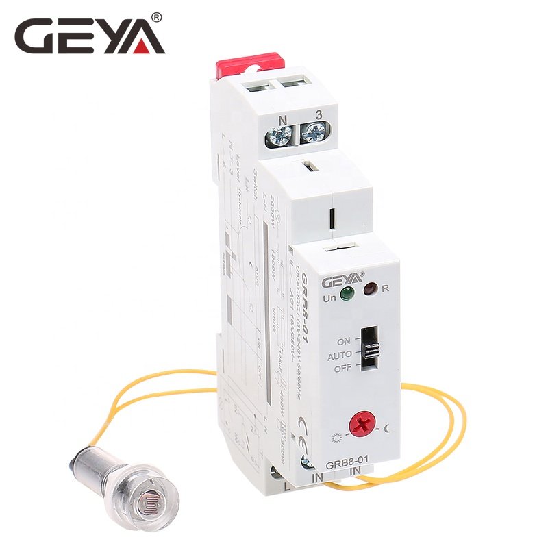 GEYA GRB8-01 Twilight Switch AC110V-240V Street Light Sensor Din Rail Modular Relay 16A Automatic Switching Relay
