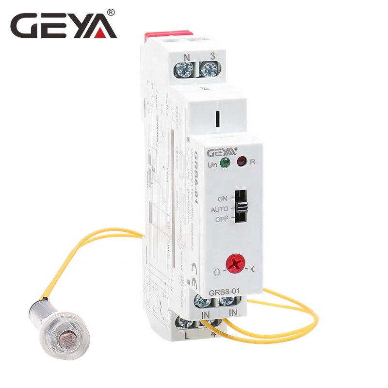 GEYA GRB8-01 Twilight Switch AC110V-240V Street Light Sensor Din Rail Modular Relay 16A Automatic Switching Relay