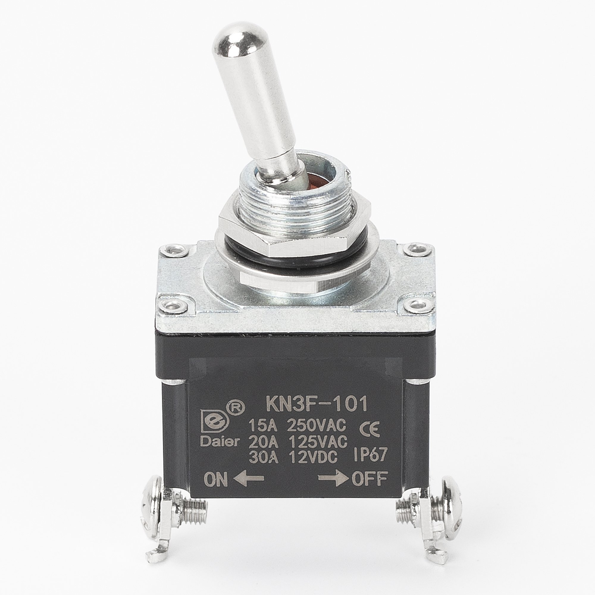 Heavy Duty 15A 250VAC 20A 125VAC 30A 12VDC Locking Toggle Switch Waterproof Metal SPST 2 Pin With IP67 Level Screw Terminal