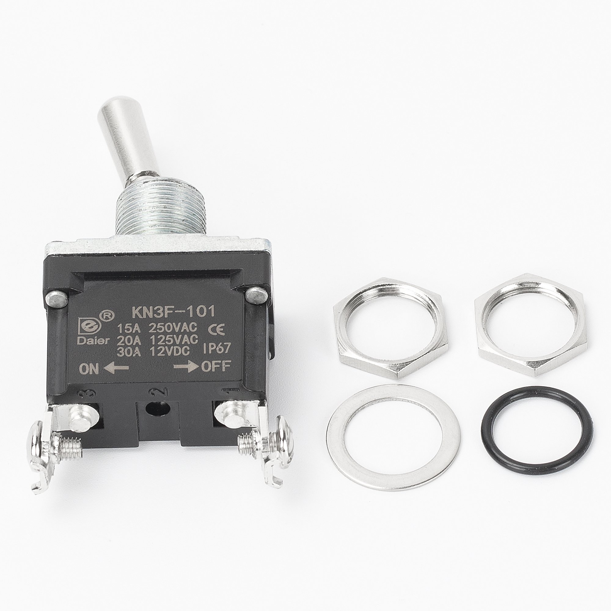 Heavy Duty 15A 250VAC 20A 125VAC 30A 12VDC Locking Toggle Switch Waterproof Metal SPST 2 Pin With IP67 Level Screw Terminal