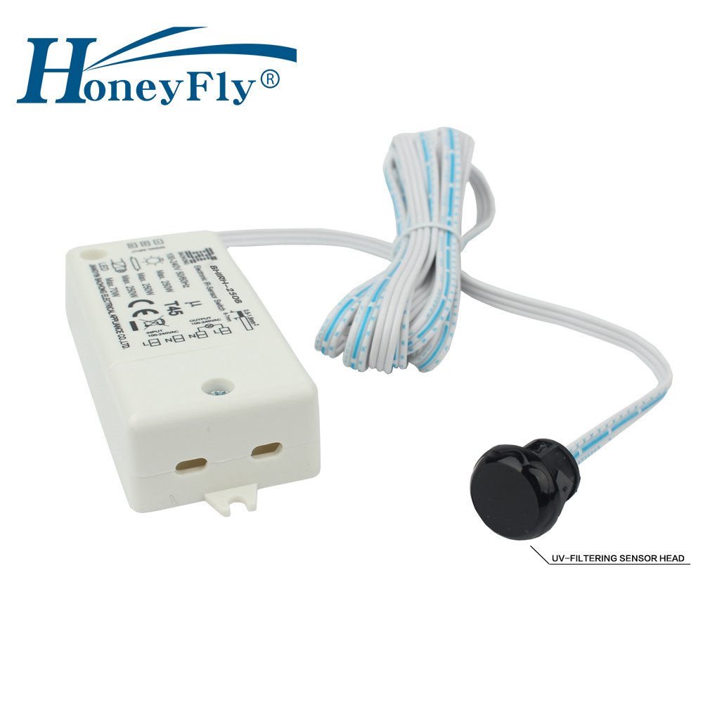 HoneyFly Cabinet Light Switch BHIRH-250B IR Sensor Switch Used Inside Cabinet (Open Door, Light On/Close Door, Light Off)