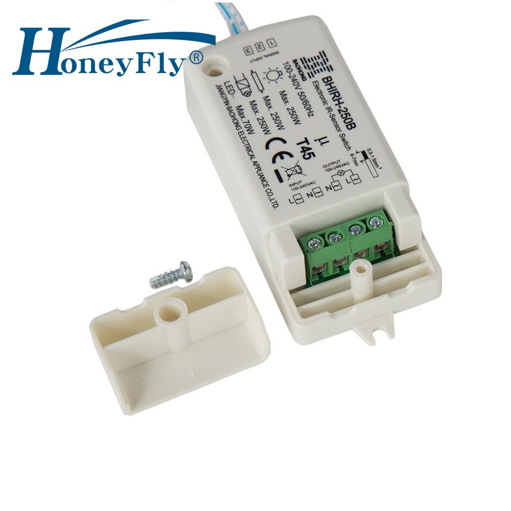 HoneyFly Cabinet Light Switch BHIRH-250B IR Sensor Switch Used Inside Cabinet (Open Door, Light On/Close Door, Light Off)