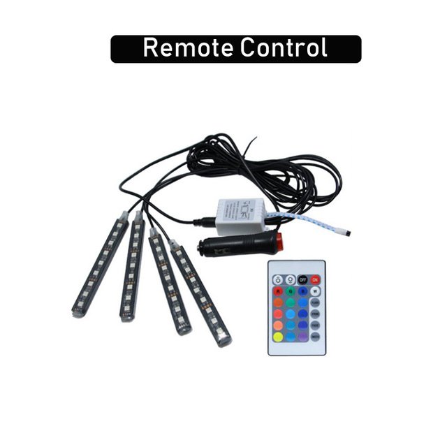 Car Interior Atmosphere Lamp Kit RGB Led Strip Music IR Remote Control Car Decoration Light