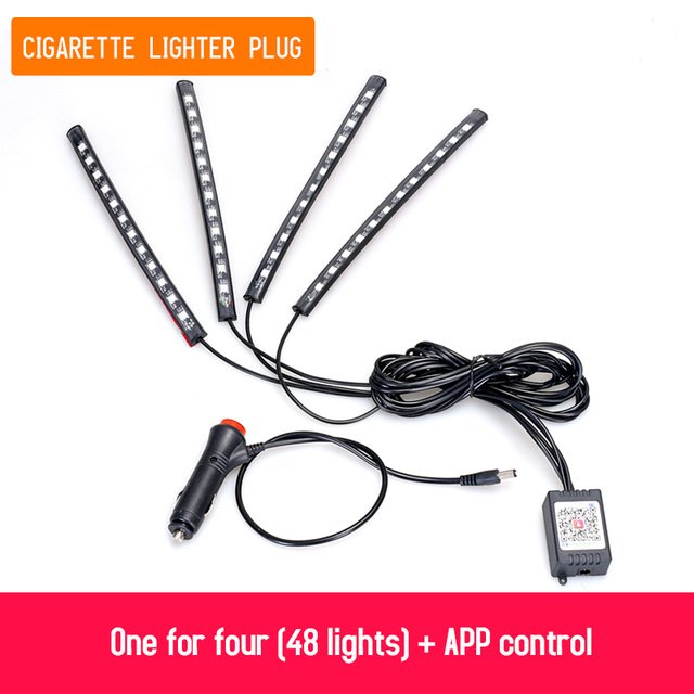 Car Interior Atmosphere Lamp Kit RGB Led Strip Music IR Remote Control Car Decoration Light