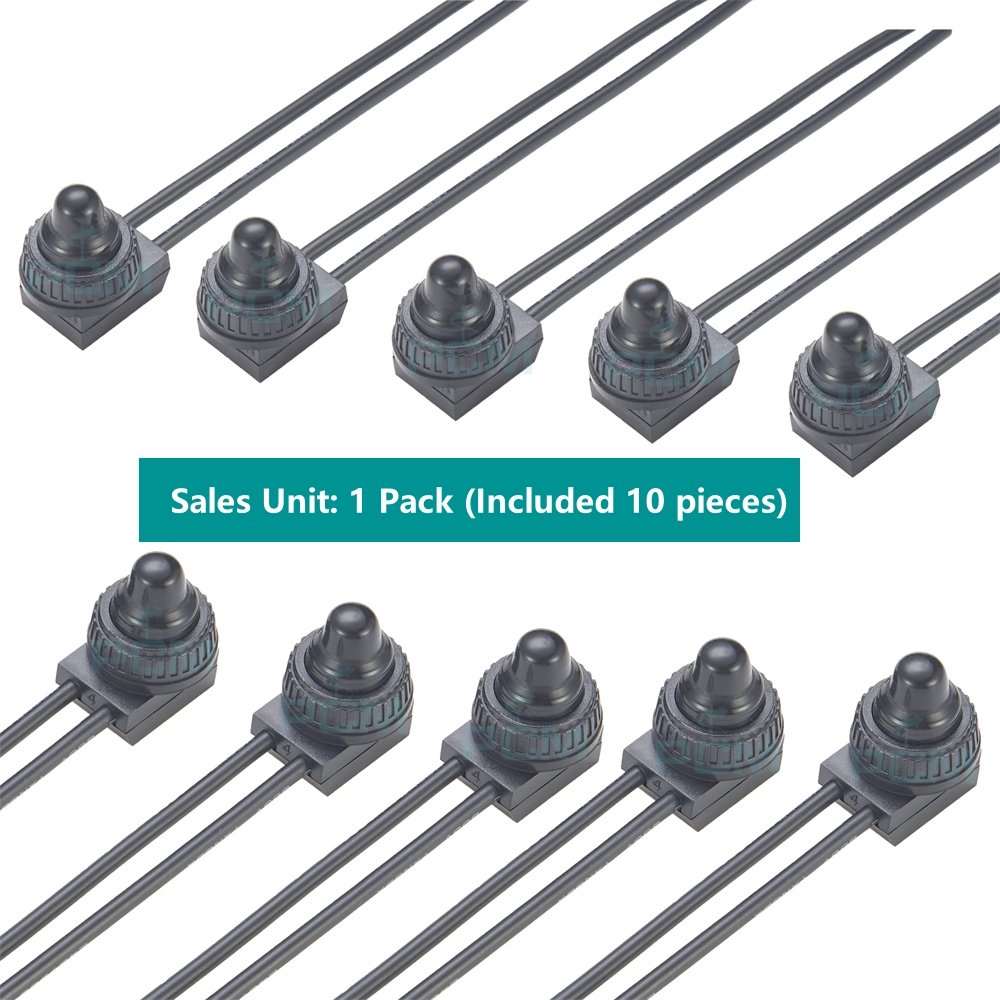 KP107 Waterproof RV Push Button ON/OFF SPST Switch 12V Lead Wire for Automation Motorcycle Car Truck Yacht Outdoor LED Light ATV