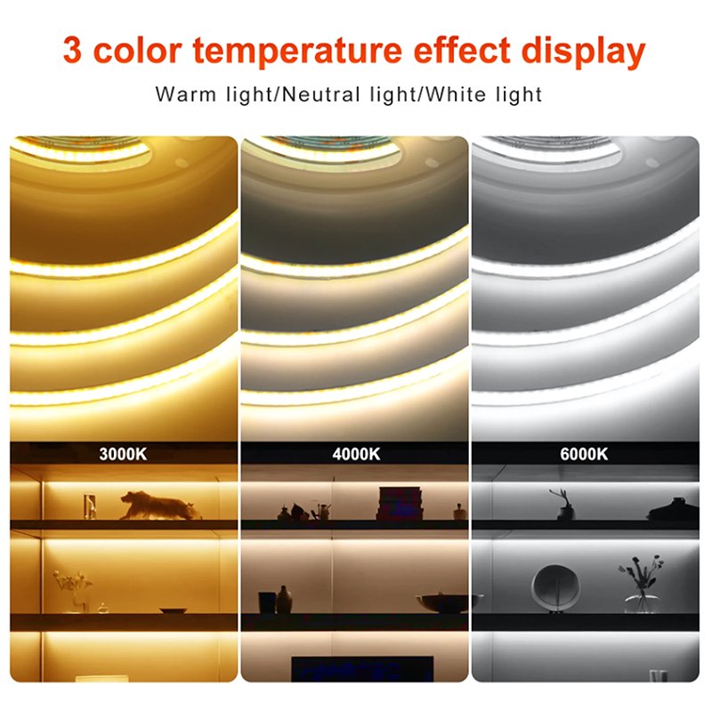 12V Cob LED Strip Light CE Rohs FCC Ul Certified 5M Flexible Strip for Commercial Furniture & Ceiling for Home & Office Lighting
