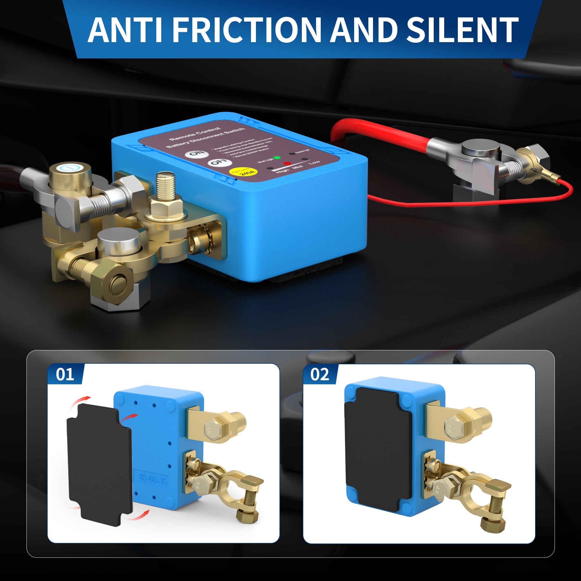 240A Auto Battery Isolator Kill Switch on OFF Car Battery Disconnect Switch With 2 Remote Control Keys