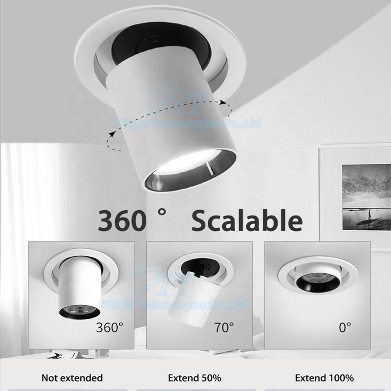360 Gimbal Swing LED Downlight 10W Anti-Glare Lens Die-Cast Aluminum Triac SAA/LVD Certified Home Office Round Pattern EPistar