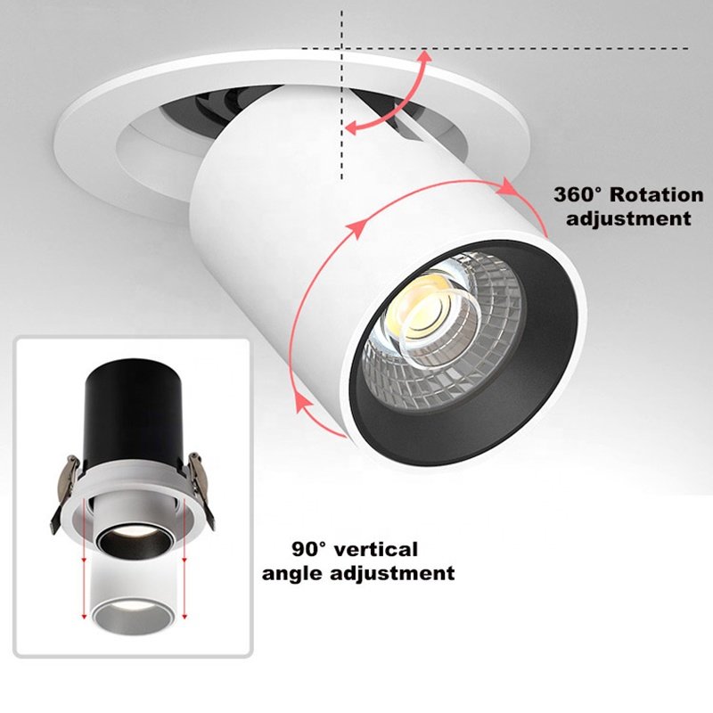 360 Gimbal Swing LED Downlight 10W Anti-Glare Lens Die-Cast Aluminum Triac SAA/LVD Certified Home Office Round Pattern EPistar