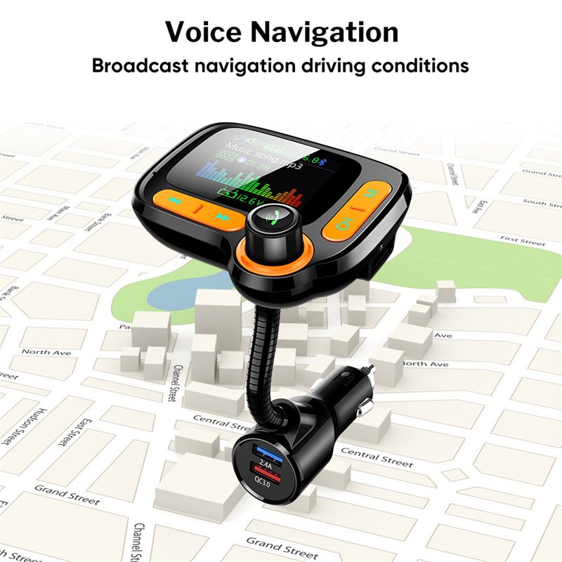 Wireless In-Car FM Modulator Handsfree Car Kit FM Radio Transmitter TF Card Support Dual USB Car Charger Stereo Mp3 Player