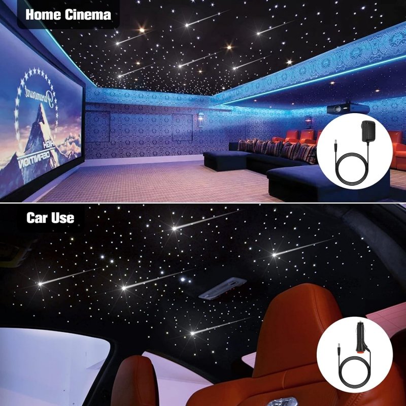 32W Twinkle RGBW 1000 Pcs Mixed Fibers Starlight Headliner Kit With Shooting Star by Music APP Controlled+ Remote