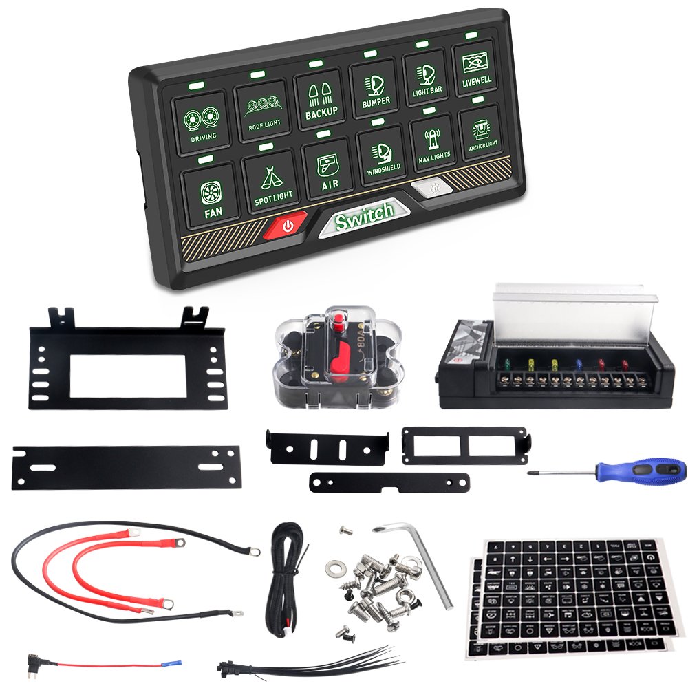 New 12 Gang Switch Panel 12V 24V Truck Marine Boat Car SUV Universal Off Road Lights LED Switch Panel