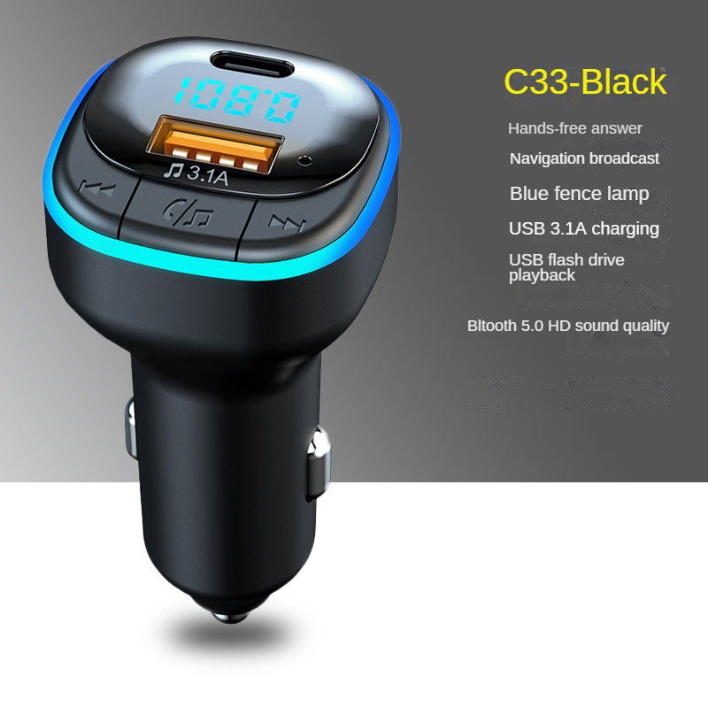 C33 Car Blue Tooth Music Adapter FM Transmitter Receiver Car Kit MP3 Audio Player Handsfree 3 a USB Fast Charger Car Accessories