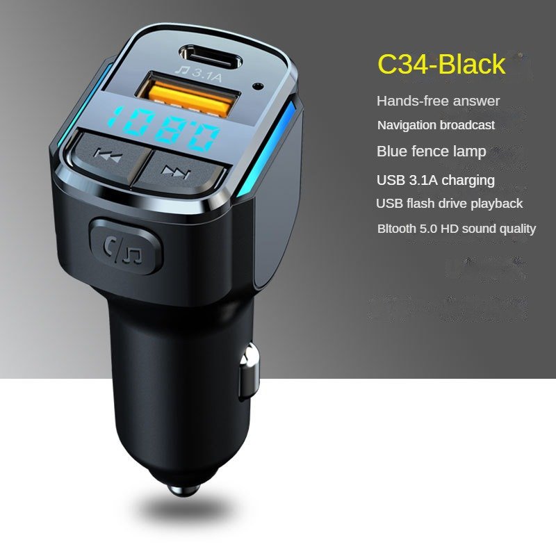 C33 Car Blue Tooth Music Adapter FM Transmitter Receiver Car Kit MP3 Audio Player Handsfree 3 a USB Fast Charger Car Accessories