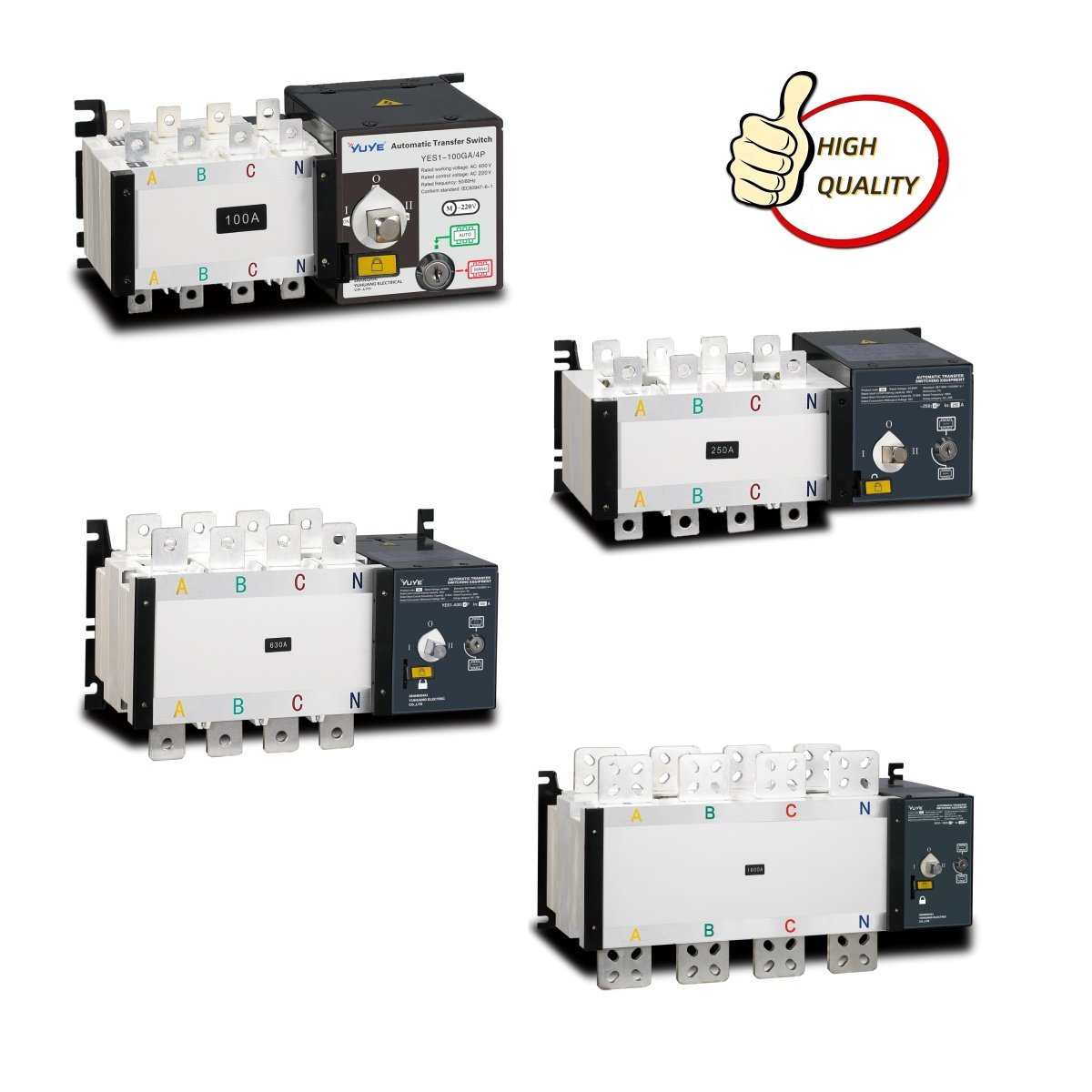 123 YUYE Dual Double Power 3p 4p Auto Changeover Switch 400A L Type ATS Automatic Transfer Switch Generator
