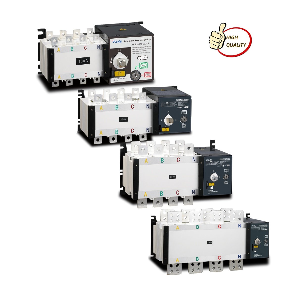 123 YUYE Dual Double Power 3p 4p Auto Changeover Switch 400A L Type ATS Automatic Transfer Switch Generator