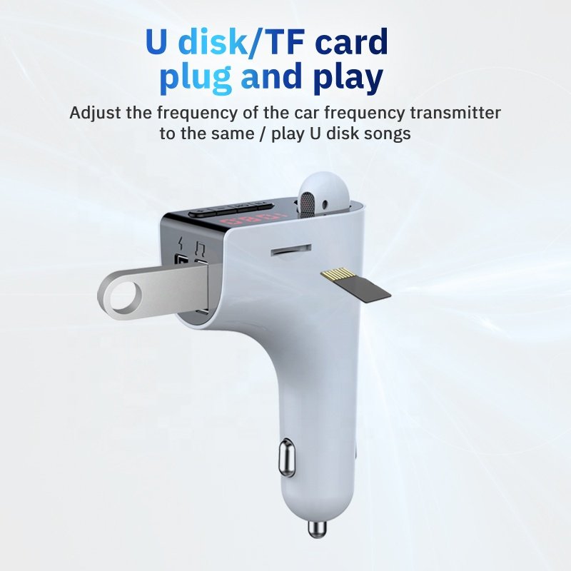 V14 Wireless Bluetooth Receiver Car Kit FM Transmitter Radio Adapter with BT Headset Handfree Earphone Kit