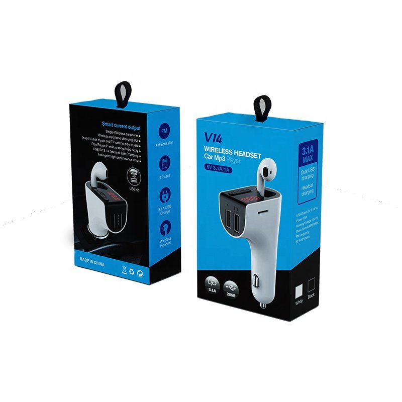 V14 Wireless Bluetooth Receiver Car Kit FM Transmitter Radio Adapter with BT Headset Handfree Earphone Kit