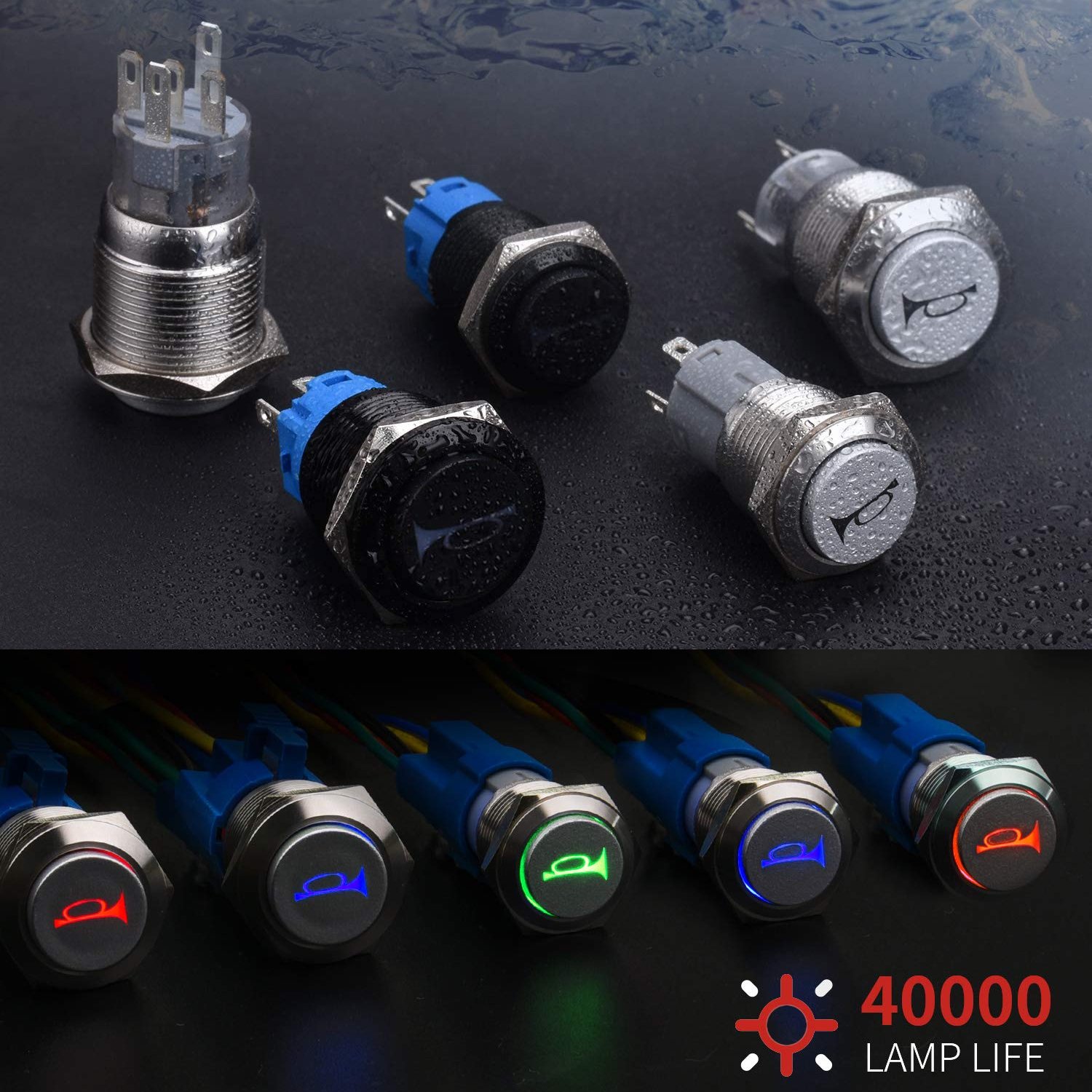 19mm 12V Momentary Speaker Horn Push Button Toggle Switch 3/4" Mounting Hole 1NO 1NC SPDT for Car Auto Motor Aluminium Alloy