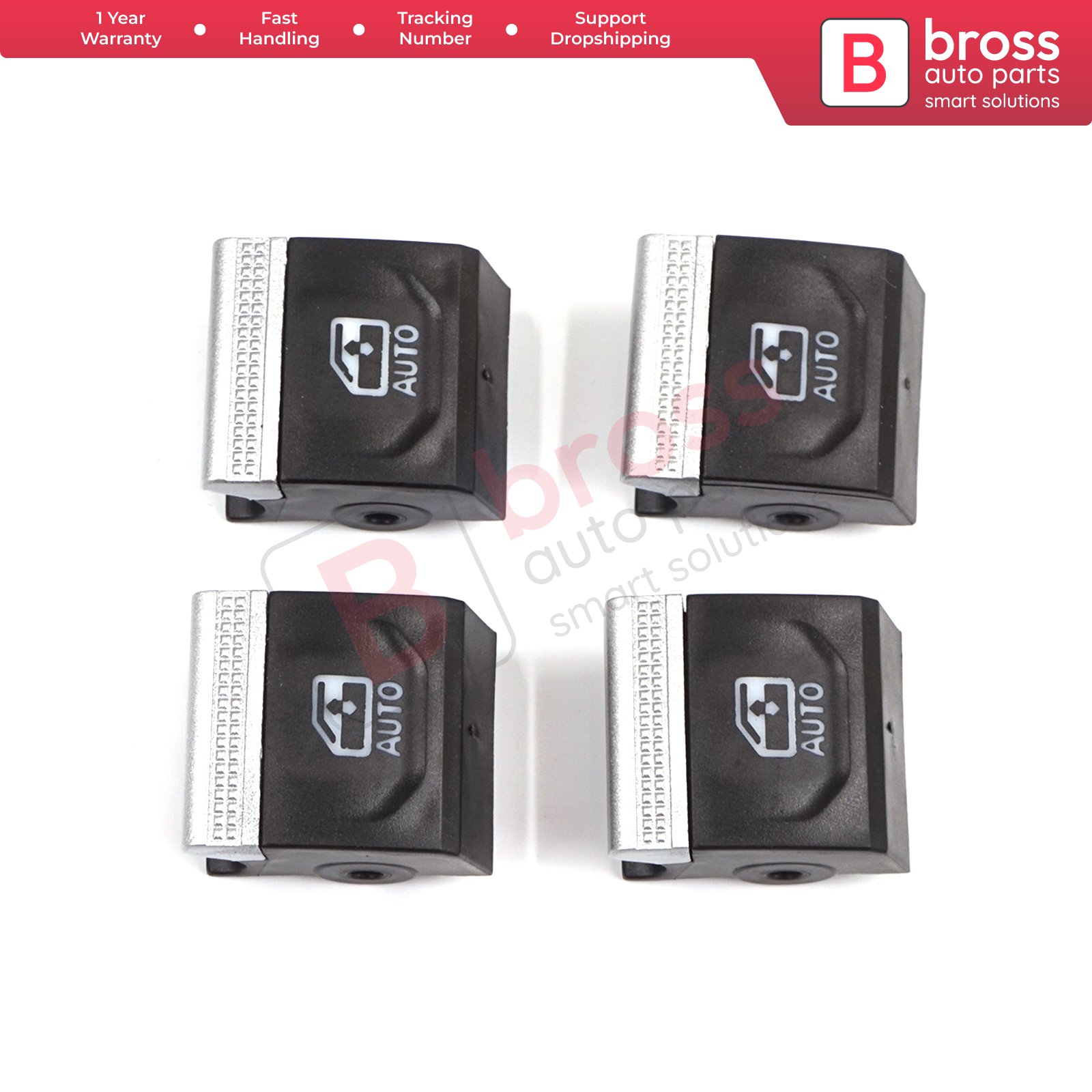 BDP1211-2 4 Piece Window Lifter Switch Repair Button Cover for Clio MK5 Captur MK2 5-Doors 254107001R Bross Auto Parts