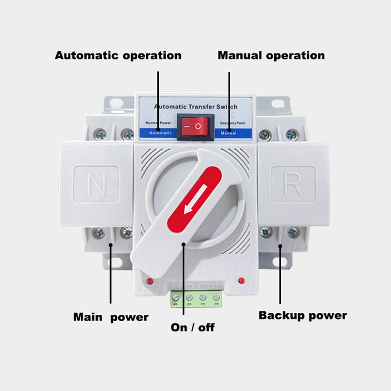 Ats Switch Automatic Transfer 63 Amp 2P 220V 400V Auto Transfer Switch CB 4 in 2 Out Automatic Transfer Switch