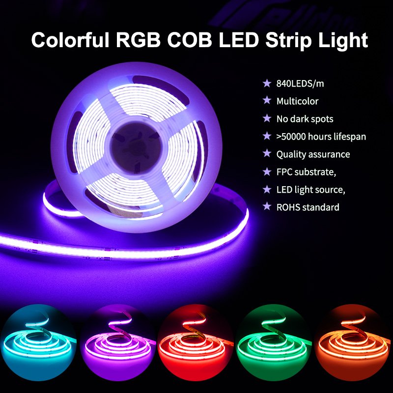 High Quality Smart RGB LED Strip Lights, Cob Light Strip TV Backlight Multicolor Address LED Strip, 10mm RVB 12V 24V LED Strip