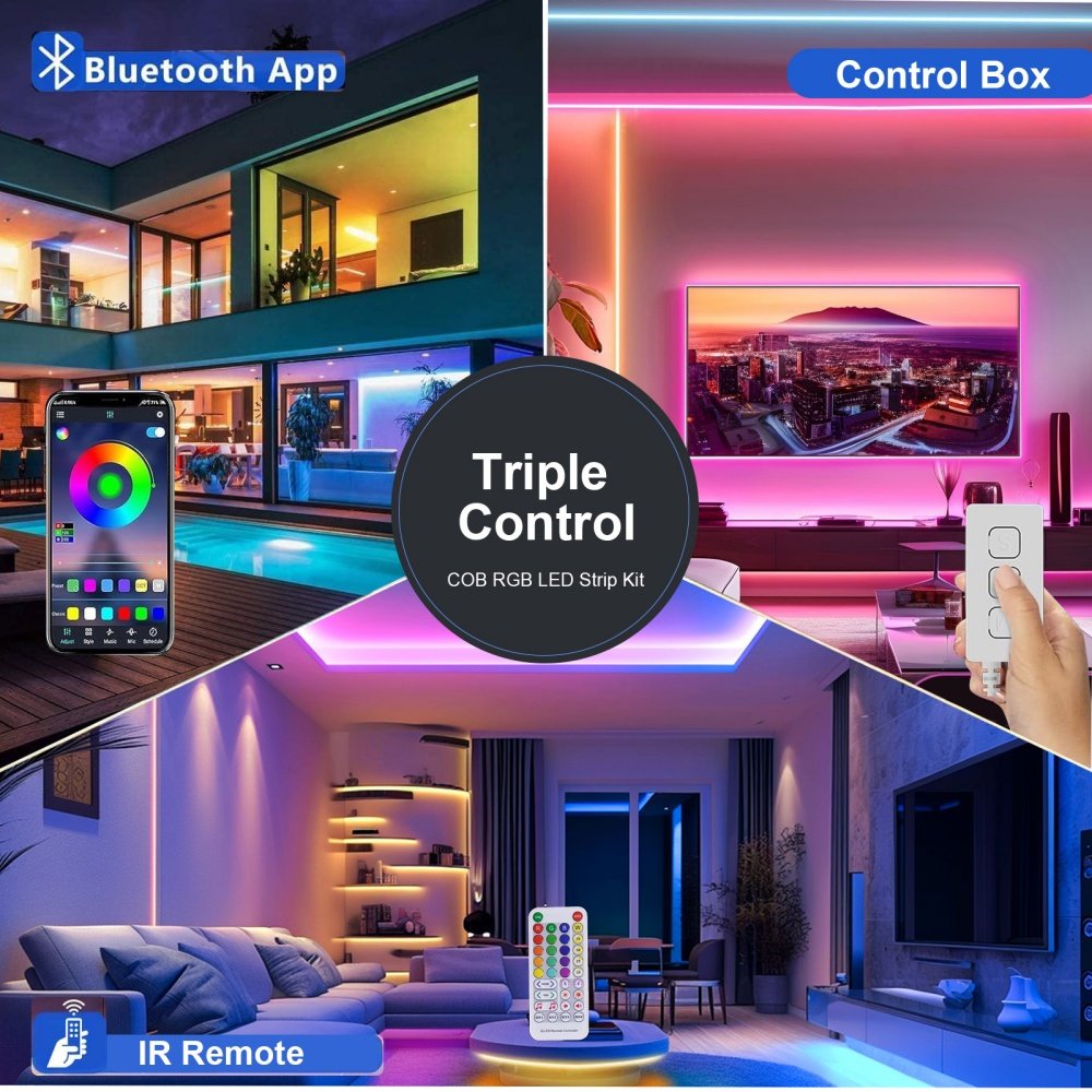 High Quality Smart RGB LED Strip Lights, Cob Light Strip TV Backlight Multicolor Address LED Strip, 10mm RVB 12V 24V LED Strip