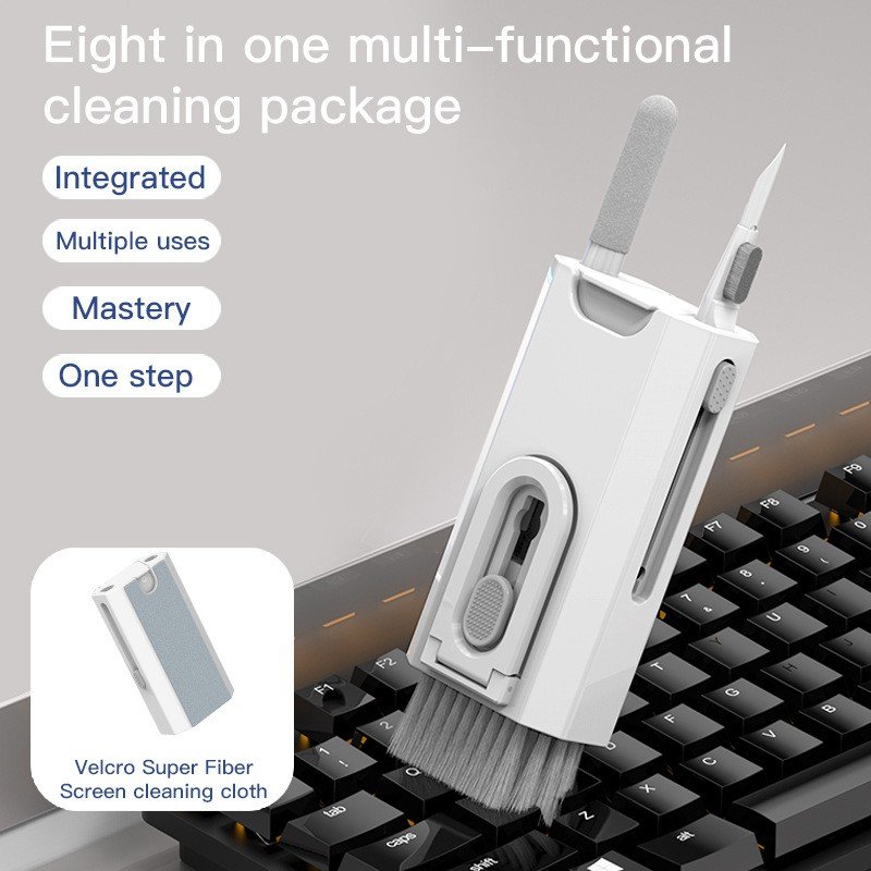 8 in 1 Keyboard Cleaning Brush Kit Phone Stand Earphone Cleaning Pen for Airpod 1 2 3 Cleaning Tool for Computer/MacBook/iPad