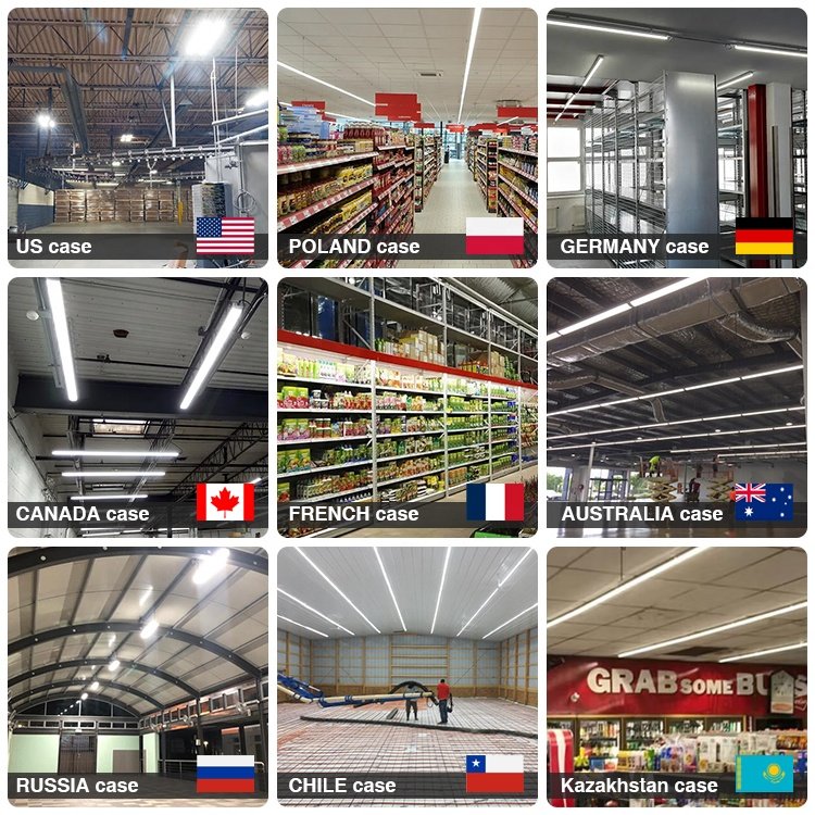 DLC 5000 Lumen 100v-277v 2Ft 4Ft 25W 60W T5 Led Integrated Double Batten Fixture Tube Light for Shop Stadium Garage Warehouse