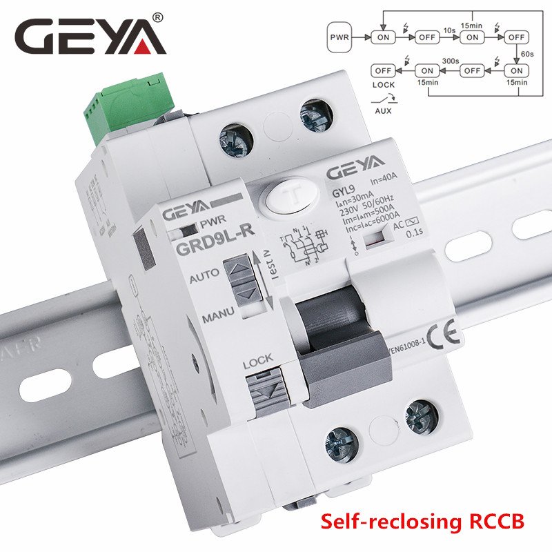 GEYA GRD9L Automatic RCCB Auto Reclosing ELCB Auto Recloser RCCB Residual Current Circuit Breaker MCB MCCB RCCB ELCB DC Reclosin