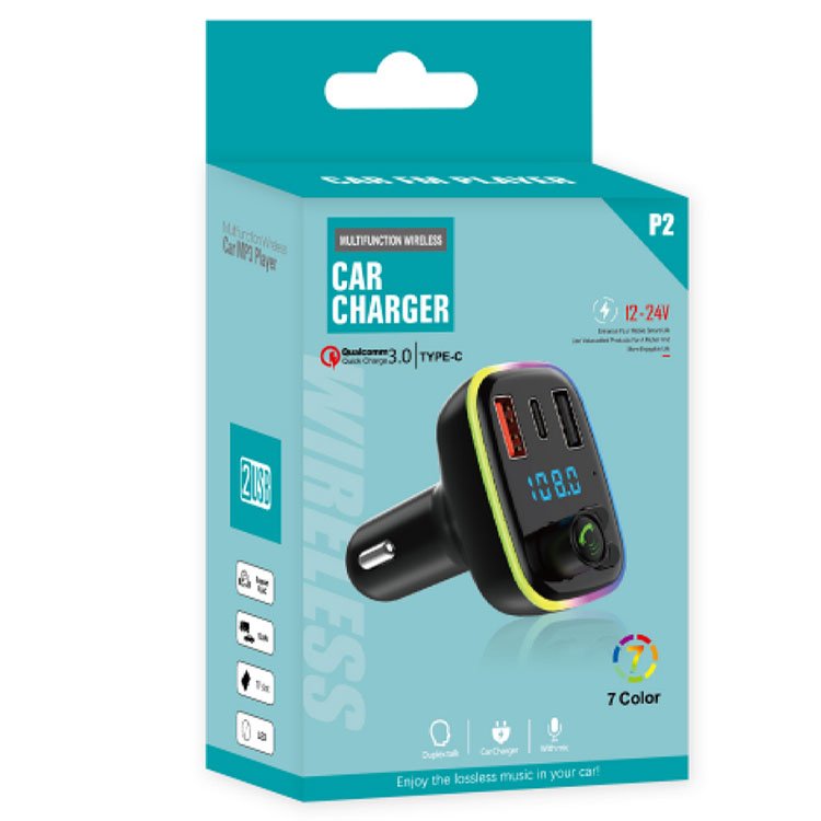 QC3.0 3.4A Fast Charger 7 Colors LED Radio Adapter Music Player PD18W Hands-Free Bluetooth Car Kit Car MP3 Player FM Transmitter