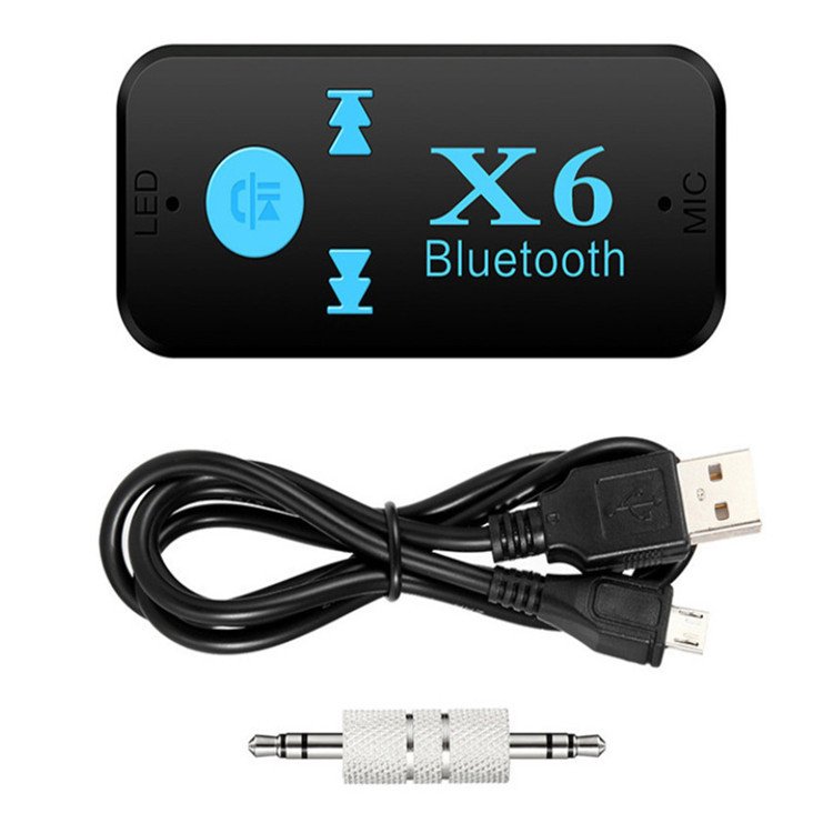 X6 4.1 EDR Bluetooths Bt 4.1V Wireless Aux Audio Receiver Adapter 3.5mm Handsfree Car Kit TF Card Play Music Receiver With MIC