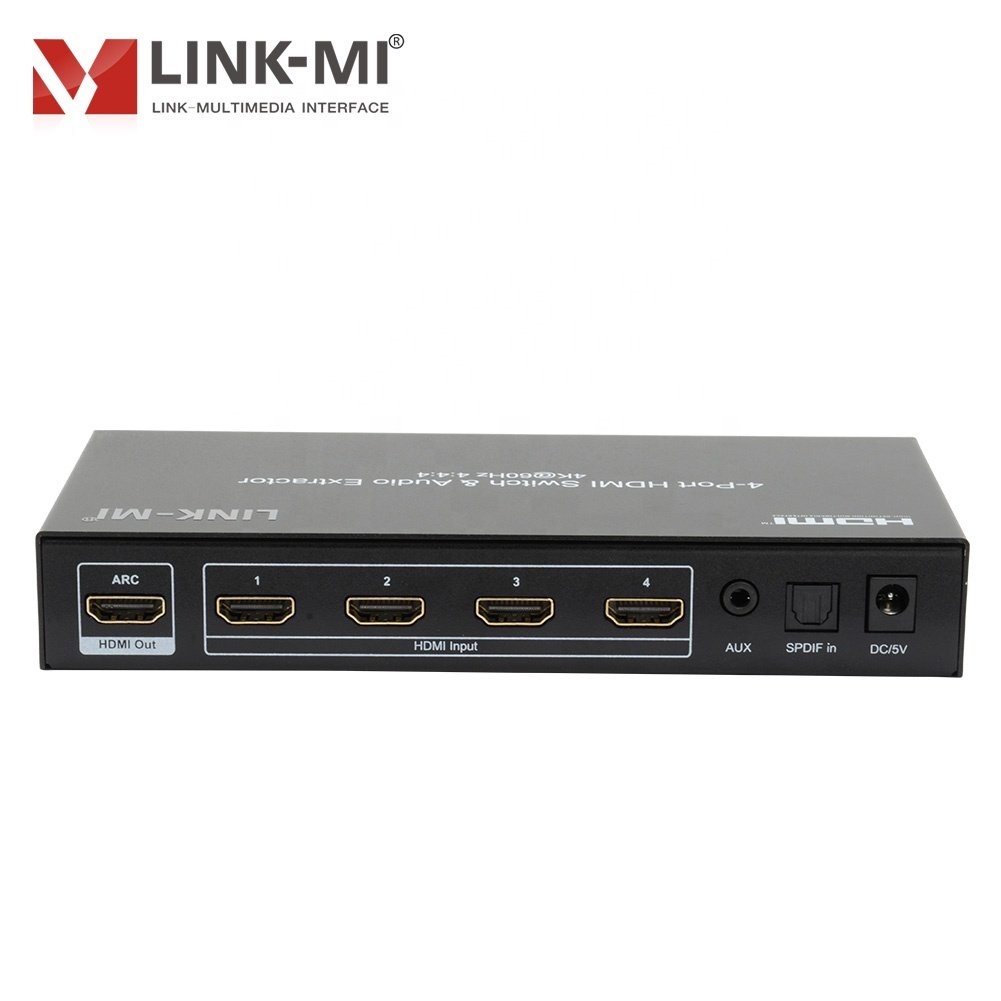 LINK-MI 4x1 HDMI 2.0 Switch Support 4K@60hz YUV4:4:4, HDCP 2.2, 18Gbps,CEC,ARC, HDR10 4 to 1 HDMI Switch With Audio Extraction