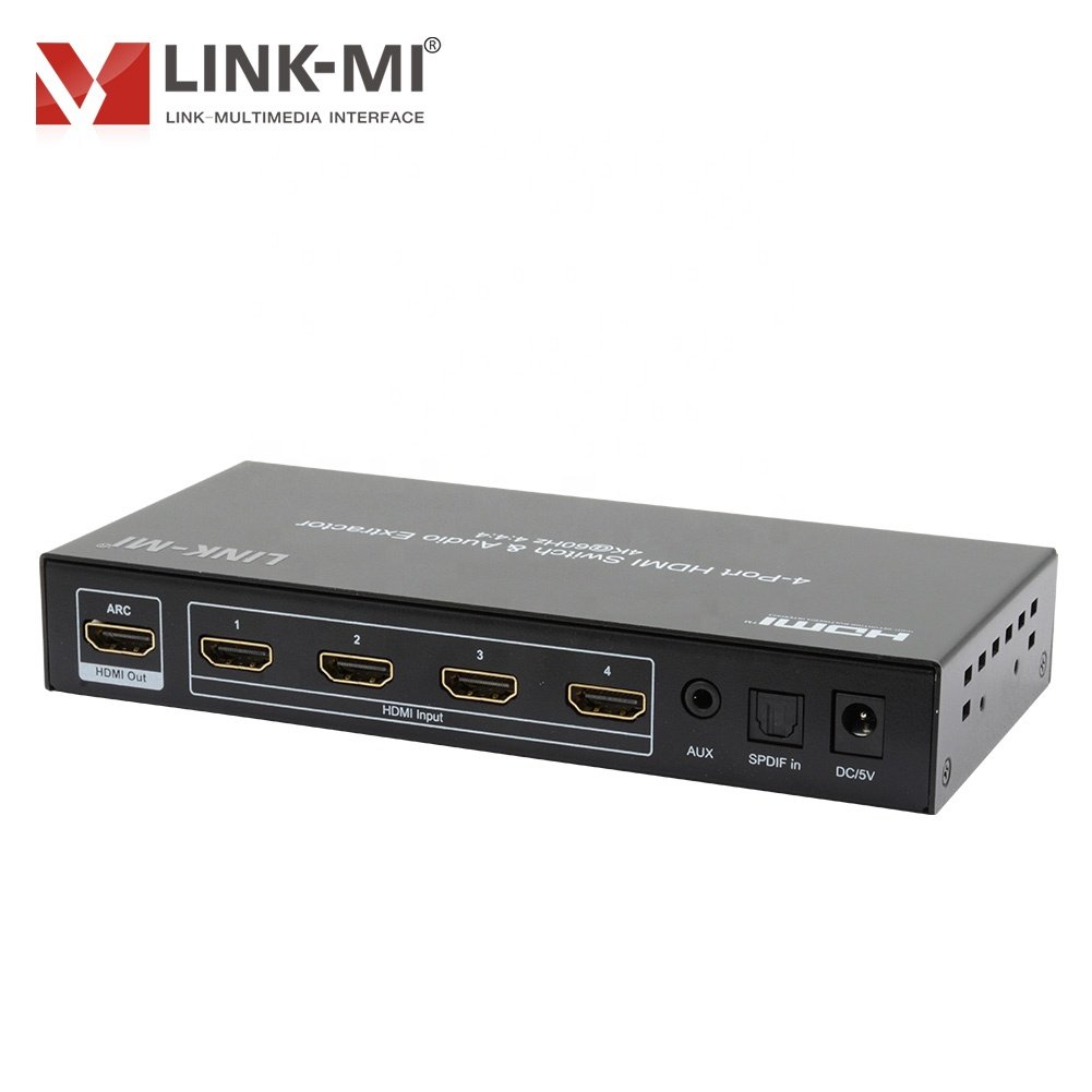 LINK-MI 4x1 HDMI 2.0 Switch Support 4K@60hz YUV4:4:4, HDCP 2.2, 18Gbps,CEC,ARC, HDR10 4 to 1 HDMI Switch With Audio Extraction