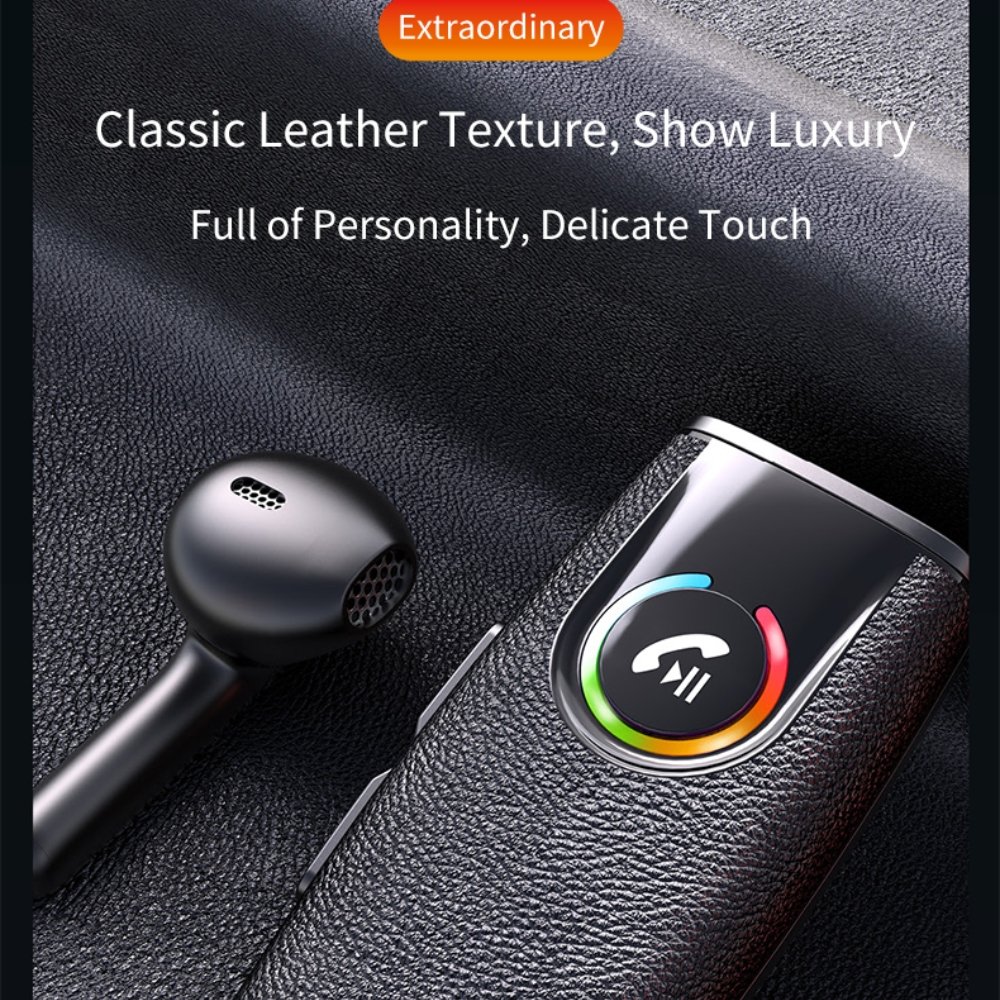 Leather Texture BT 5.3 Car Kit Adapter 3.5mm Aux Hands Free Stereo Wireless Music bluetooth Audio Receiver for Car TV Earphone