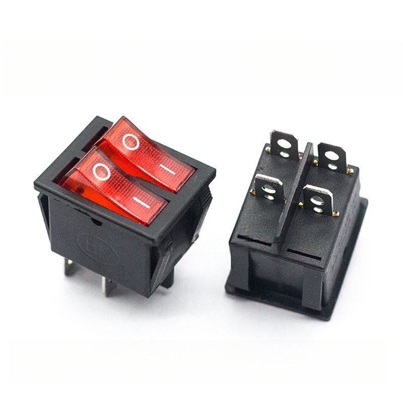16A 250v 30A 250V Double Rocker Switch Kcd3 With Light 4 Feet Electric Hot Pot Switch Double Corner