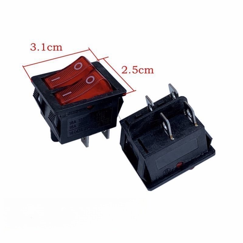 16A 250v 30A 250V Double Rocker Switch Kcd3 With Light 4 Feet Electric Hot Pot Switch Double Corner
