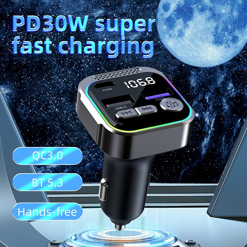 NEW Car Fast Charging Mp3 Player BT5.3 Fm Transmitter With Usb Car Charger PD30W for Mobile Phone Adapters Car Charger