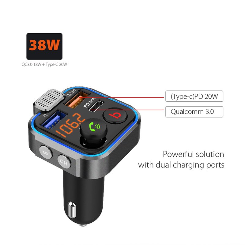 BT23 Bluetooth Car Kit 5 Way Directional Key Truck Music Player Hifi Bass Wireless Bluetooth FM Transmitter for Car
