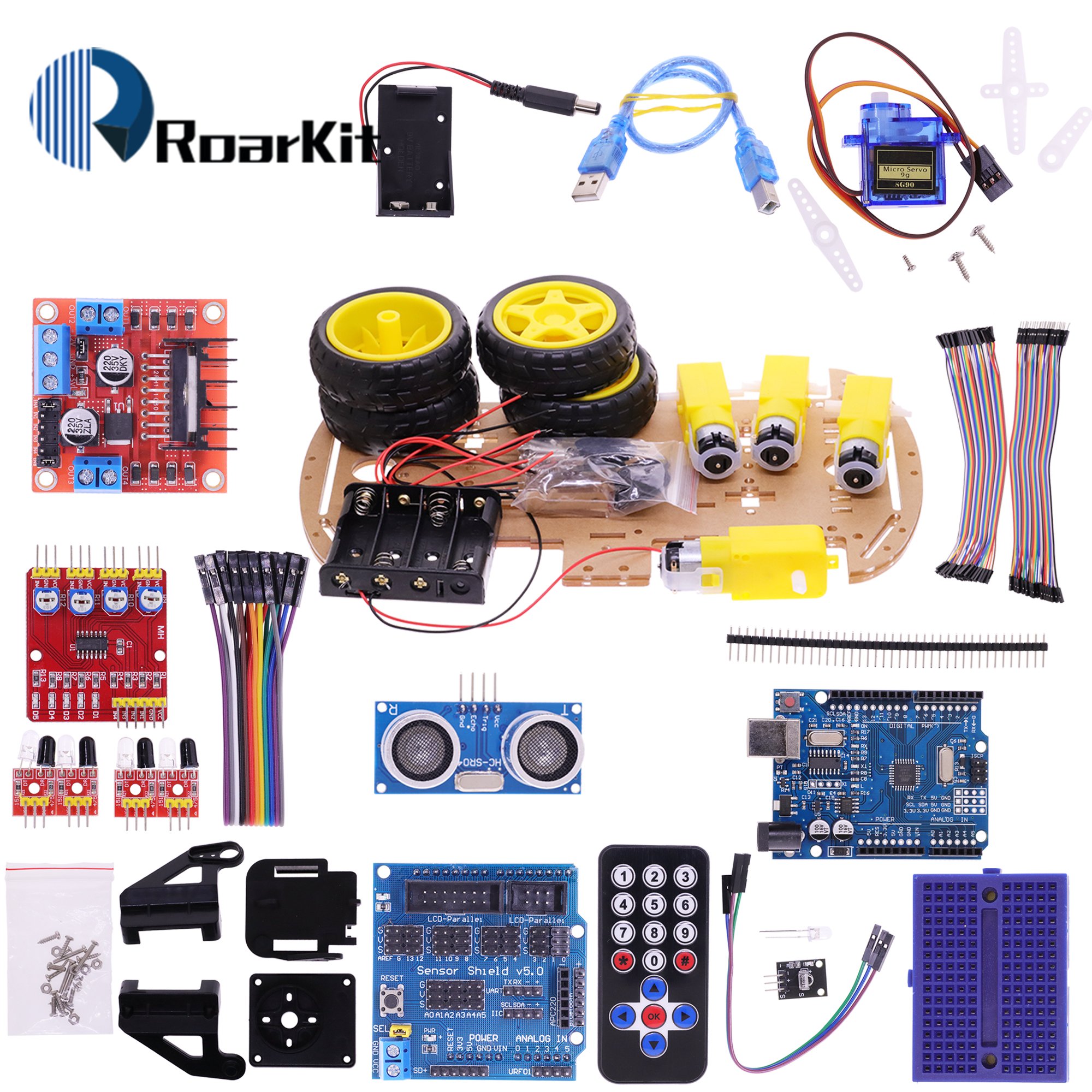 Smart Car Kit 4WD Smart Robot Car Chassis Kits Car With Speed Encoder Battery Box Diy Electronic Kit