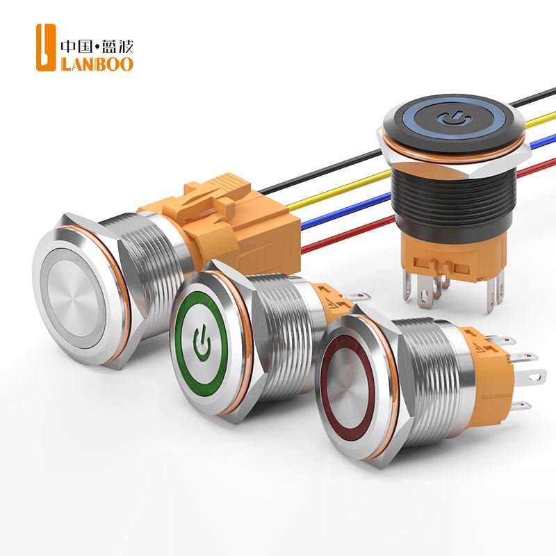 22mm 12v Illuminated Auto On-Off Connection Harness Electric Led Push Button Switch