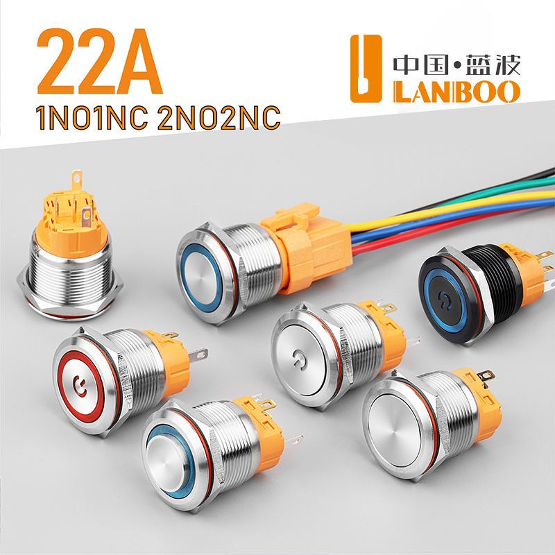 22mm 12v Illuminated Auto On-Off Connection Harness Electric Led Push Button Switch