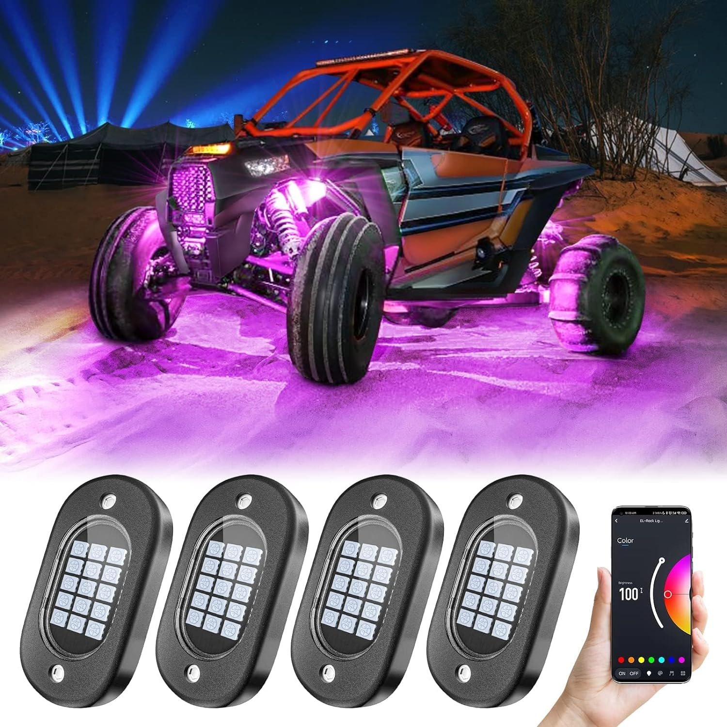 New Trending Waterproof IP68 LED Car Underglow Kit App RF Control for ATV RZR UTV SUV Off Road Boat RGB Car Rock Lights