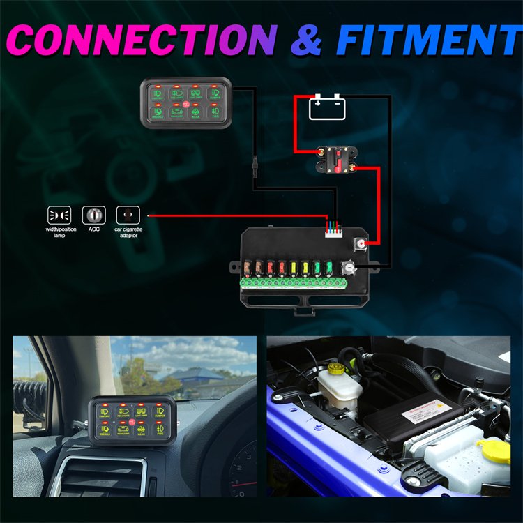 4x4 Offroad 8 Gangs RGB 12V Wireless Remote Controller Free App Car Switch Panel for Car Accessories Parts